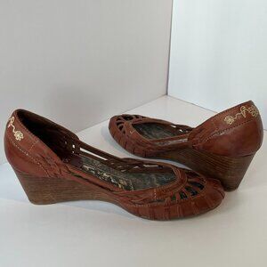 Seychelles Anthro Leather boho Wedge Sandals size 8